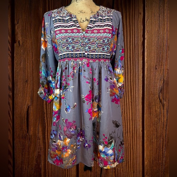 Umgee Dresses & Skirts - Umgee Floral Print Peasant Dress Boho